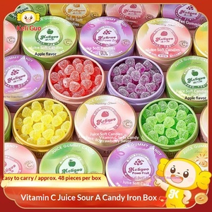 Bonbons gélifiés fruités à la vitamine C, emballage en boîte métallique, bonbons acidulés et moelleux, collation portable à emporter - Product Image 3