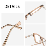 Lunettes de lecture LC à monture carrée marron transparente en acétate avec branches en métal Logo personnalisé Lunettes de lecture à lumière bleue Hommes Femmes