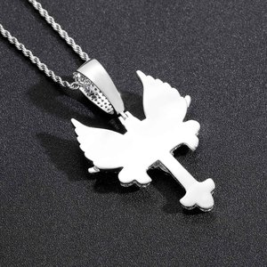 Collier UWIN Hip Hop en laiton plaqué or 18 carats avec pendentif <span class=keywords><strong>triple</strong></span> croix en zircon et grappe de trois croix en CZ taille baguette 5A - Product Image 5
