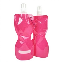 Pochette d'eau pliable personnalisable avec logo, avec bouchon verseur de qualité alimentaire, 500 ml, sac réutilisable anti-fuite pour jus et aliments visqueux