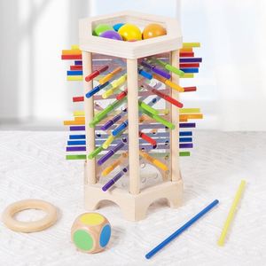 Jeu de tri et d'empilage en bois 3-en-1 pour enfants : Jeu de bâtonnets de comptage et Tour de chute de balles - Product Image 5