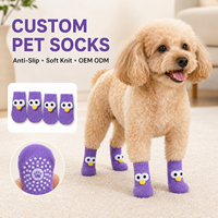 Chaussettes pour chien chaudes, imperméables, antidérapantes, à double couche, avec semelle à pois en caoutchouc, douces, respirantes, pour la marche en intérieur, soin des pattes, chaussettes personnalisées imprimées
