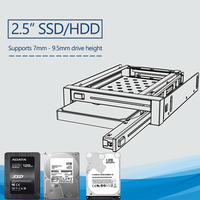 علبة Unestech ثنائية الفتحات مقاس 2.5 بوصة بدون صينية لتخزين أقراص SSD من نوع SATA 3 و Type-C مع خاصية التبديل السريع لفتحة الأقراص مقاس 3.5 بوصة