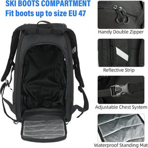 Sac à dos pour <span class=keywords><strong>chaussures</strong></span> de <span class=keywords><strong>ski</strong></span> AUMTISC SL-1886 avec compartiment pour casque et sangles pour <span class=keywords><strong>chaussures</strong></span> de <span class=keywords><strong>ski</strong></span>, patins à glace et snowboard - Product Image 2