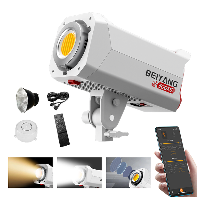 BEIYANG 300W LED Video Light CRI 97+ Silent Studio COB Continuous Lighting Smart APP Control for YouTube Streaming