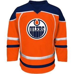 Edmonton Oilers - Camiseta de hockey con rayas naranjas para niños, cuello en V, que absorbe la humedad, ropa para niños - Product Image 1