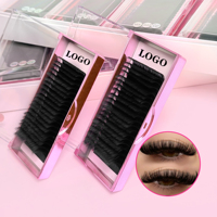 Vente en gros de plateaux individuels pour cils en velours de cachemire noir mat, fournitures pour extensions de cils volume faites à la main