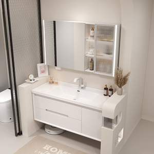 Modern Luxury Bathroom Vanity Set with <b>Smart</b> <b>Mirror</b> Lacquered Finish Wall-Mounted Waterproof Cabinet for Hospital & Villa Use - Product Image 2