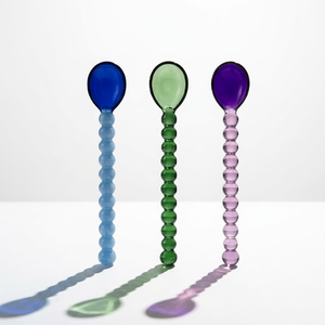 Cuillère à thé et à dessert en verre soufflé à la main, design moderne personnalisé, avec long manche, motif gourde multicolore, pour cadeaux de mariage - Product Image 1