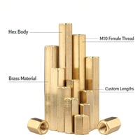 Entretoise hexagonale filetée en laiton M10 femelle-femelle pour carte mère PCB, écrou de couplage hexagonal long, fixations en gros OEM