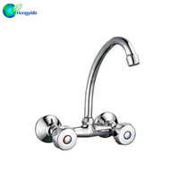 Robinet de lavabo mural thermostatique moderne à double poignée en zinc poli de haute qualité et à prix abordable, avec valve en céramique à trou unique