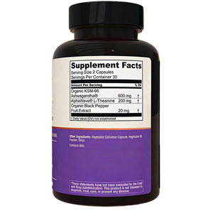 Capsules à base de plantes à marque privée Drunken Eggplant Ashwagandha L-théanine pour le soulagement quotidien du stress, le soutien émotionnel et la performance cognitive - Product Image 2