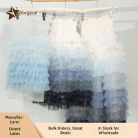 Dentelle personnalisée en tulle plissé et moelleux, tissu en tulle de nylon à volants pour robes et robes de soirée