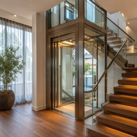 Ascenseur panoramique carré en verre pour maison, ascenseur de villa à vue sur 3 côtés |   Ascenseur en verre compact pour résidences avec certification CE