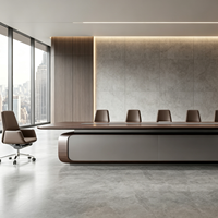 Table de conférence de luxe en forme de bateau, table de salle de réunion exécutive avec finition haut de gamme