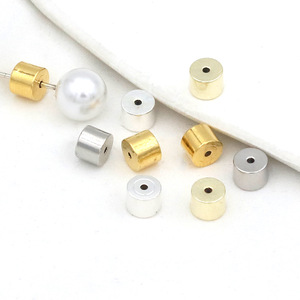 Tapones para los oídos cilíndricos de silicona metálica de 18k que conservan el color, pendientes anticaída, accesorios para pendientes hechos a mano DIY A55B - Product Image 3