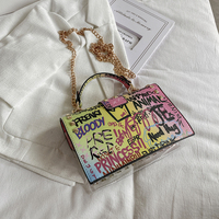 Sac bandoulière tendance pour femme avec imprimé graffiti, petit sac à main de luxe à chaîne, style Y2K, sac à main à poignée supérieure