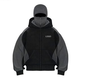 Giacca da <span class=keywords><strong>uomo</strong></span> con zip e maschera integrale, personalizzabile con ricamo grafico, in felpa pesante, stile balaclava ninja, con cappuccio, per <span class=keywords><strong>uomo</strong></span>, all'ingrosso - Product Image 5
