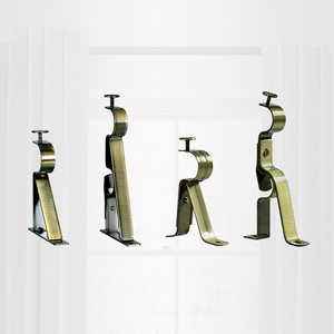 Supports de <span class=keywords><strong>tringle</strong></span> à rideaux en métal bronze antique modernes, supports fixes doubles à <span class=keywords><strong>fixation</strong></span> murale pour kit de quincaillerie de décoration intérieure - Product Image 2
