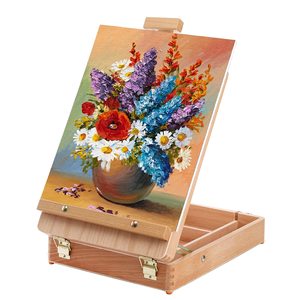 Panwenbo Boîte à croquis portable en bois de hêtre Boîte de rangement pour <span class=keywords><strong>chevalet</strong></span> de table en bois réglable pour peinture - Product Image 6
