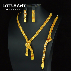 <span class=keywords><strong>Set</strong></span> Perhiasan Kalung Lapis Emas 24k Tahan Air, Desain Mewah Dubai Pakistan, Perhiasan Wanita untuk Pesta Pernikahan - Product Image 3
