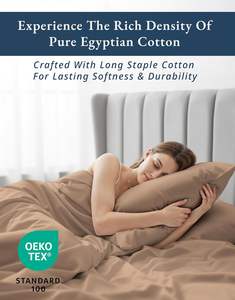 100% エジプト綿 キングシーツセット 自然冷却 通気性 サテン 4点セット キングシーツ、本物の長繊維綿 - Product Image 5