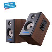 Altavoces de Estantería con Monitor Bluetooth Activo Estéreo 2.0 de 20 Vatios RMS con Carcasa de Madera, LED y Entrada de Audio Auxiliar y USB