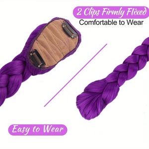 Peluca trenzada morada Rumi, cola de caballo de 66cm, 140g, fibra Kanekalon, pelo sintético resistente al calor para cosplay y uso diario - Product Image 4