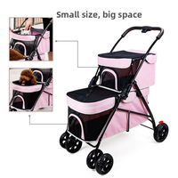 Poussette de voyage double personnalisée et détachable de luxe pour animaux de compagnie, poussette double pour chiens et chats