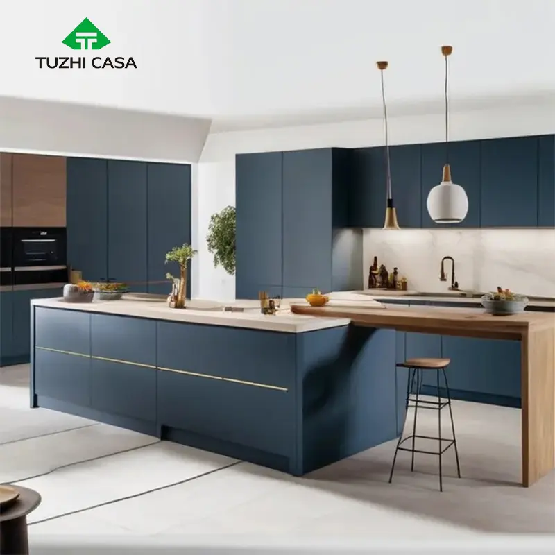 TUZHI CASA 2024 Kitchen Cabinet Basket Supplier Set Modular Modern Island Wood Furniture Kitchen Cabinet