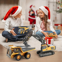 Recargable 2,4G Control remoto aleación RC coche ingeniería vehículo excavadora simulación con cubo niño regalo de vacaciones