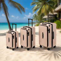 Valise à roulettes à ouverture frontale, grande capacité, extensible, avec roues amortissantes, pour marque privée OEM, en polycarbonate simple