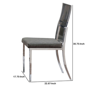 Silla de Comedor Acrílica con Respaldo, Juego de 2, Gris Plateado, Moderna, para Dormitorio, Apartamento, Hotel, Silla de Comedor de Lujo, Muebles para el Hogar - Product Image 4