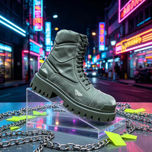 Wholesale Original Designer Men Boots Luxury <b>Round</b> Toe Vintage <b>Canvas</b> Boots High Quality Trendy Footwear - Product Image 1