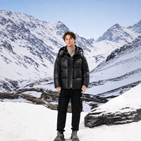 Veste matelassée pour homme, coupe-vent, noire brillante, de qualité supérieure, chaude pour l'hiver, en duvet de canard, idéale pour le ski en montagne