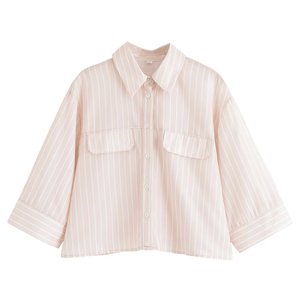 Chemise rayée ample à manches courtes pour <span class=keywords><strong>femme</strong></span>, nouvelle collection été, vente en gros - Product Image 4