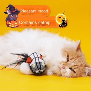 Nueva Llegada Resistente a Mordeduras Ratón de Halloween en Forma de Pluma de Felpa Gato Gatera Interactivo Juguete para Gatos Juego Diario - Product Image 2