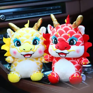 Mainan boneka hewan maskot naga merah, Tahun Baru Cina, hadiah Festival Tahun Baru