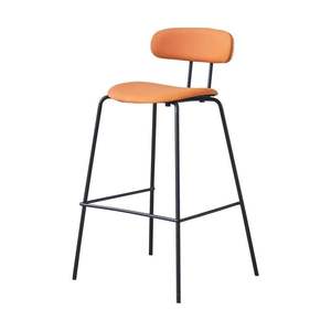 Modern Minimalist Bar <b>Stool</b> with Floating Round Backrest and Slim Black Legs for Modern Cafe and Home Bar - Product Image 1