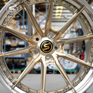 Cerchi Forgiati Scomponibili a 2 Pezzi con Razze Multiple e Bordo a Gradino, Finitura Oro Spazzolato 6061-T6 per Porsche Ferrari Supercar - Product Image 4