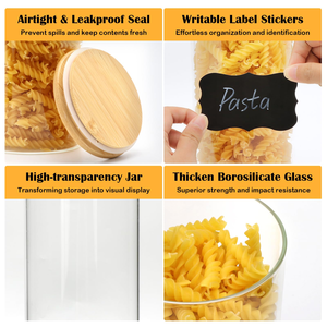 Wholesale Food Grade Glass Storage <b>Jar</b> Cylindrical High Borosilicate Glass Storage <b>Jar</b> with Wooden Lid sealed <b>Jar</b> for Food - Product Image 3