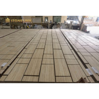 Carreau de marbre en pierre de travertin beige naturel coupé à la taille Stonelink pour sol