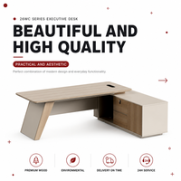 Bureau de direction de luxe, design moderne en forme de L, bois massif, MDF, mobilier commercial modulaire avec armoire de rangement