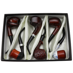 Coffret Cadeau Classique 6 Pièces – Pipe à Tabac en Bois Faite à la Main pour Herbes Sèches, Style <span class=keywords><strong>Ancien</strong></span>, <span class=keywords><strong>Porte</strong></span>-<span class=keywords><strong>Cigarettes</strong></span>, Ensemble de Fumeur - Product Image 4