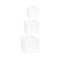 Boîte de présentation en acrylique blanc brillant personnalisée de 10 cm avec un design minimaliste moderne, pré-assemblée pour les bijoux