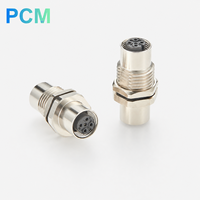 Conector M12 A-Code de 5 Pines Hembra a Hembra para Montaje en Panel, con Protección IP67 para Gabinetes de Automatización Industrial