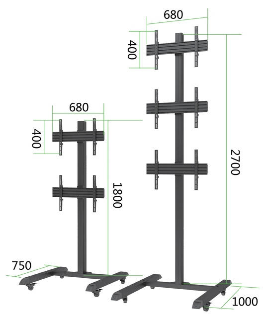 Floor Standing Tv 2x2 3x3 4x4 Video Wall Mount Movable Tv Trolley Cart