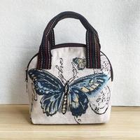 Tas Kanvas Gaya Etnik untuk Wanita Desain Bordir Jacquard Berbentuk Kerang Penutup Ritsleting Tas Selempang Kartun