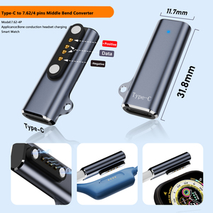 USB C a 7.62mm punta magnetica 4 Pin/2 adattatore di contatto tipo-C spina di carica per la conduzione ossea cuffie ChargingSmartWatch - Product Image 6