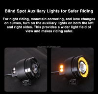 Phare de moto JPAD J1S-1, LED avant, faisceau haut blanc, faisceau bas jaune, lumière halo arc-en-ciel 6 couleurs, 120W, IPX8